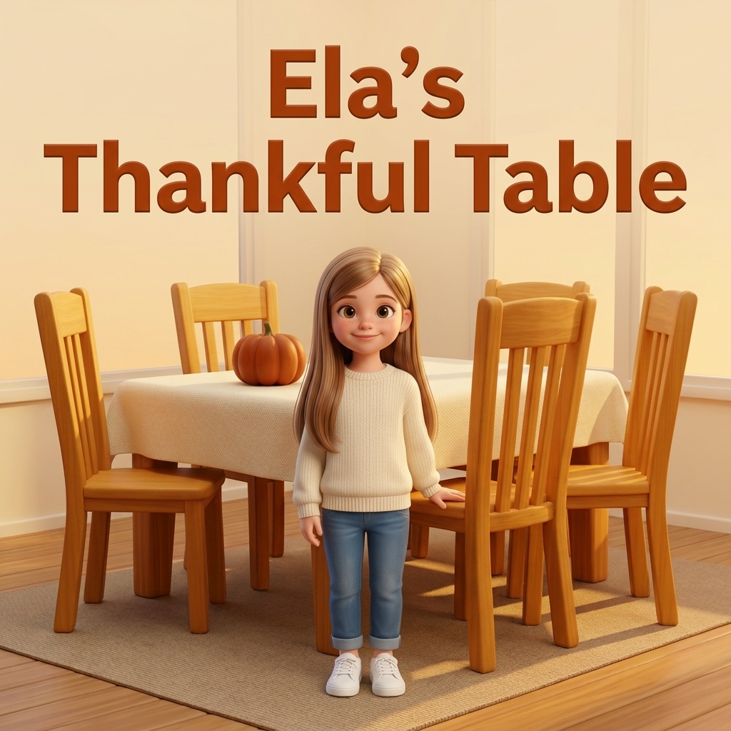 Cover of Ela's Thankful Table - a personalized Thanksgiving storybook